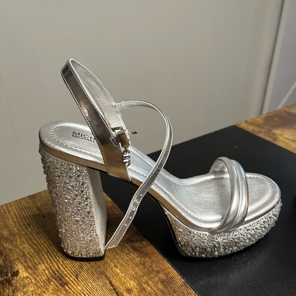 Michael Kors Glittering Silver Block Heels